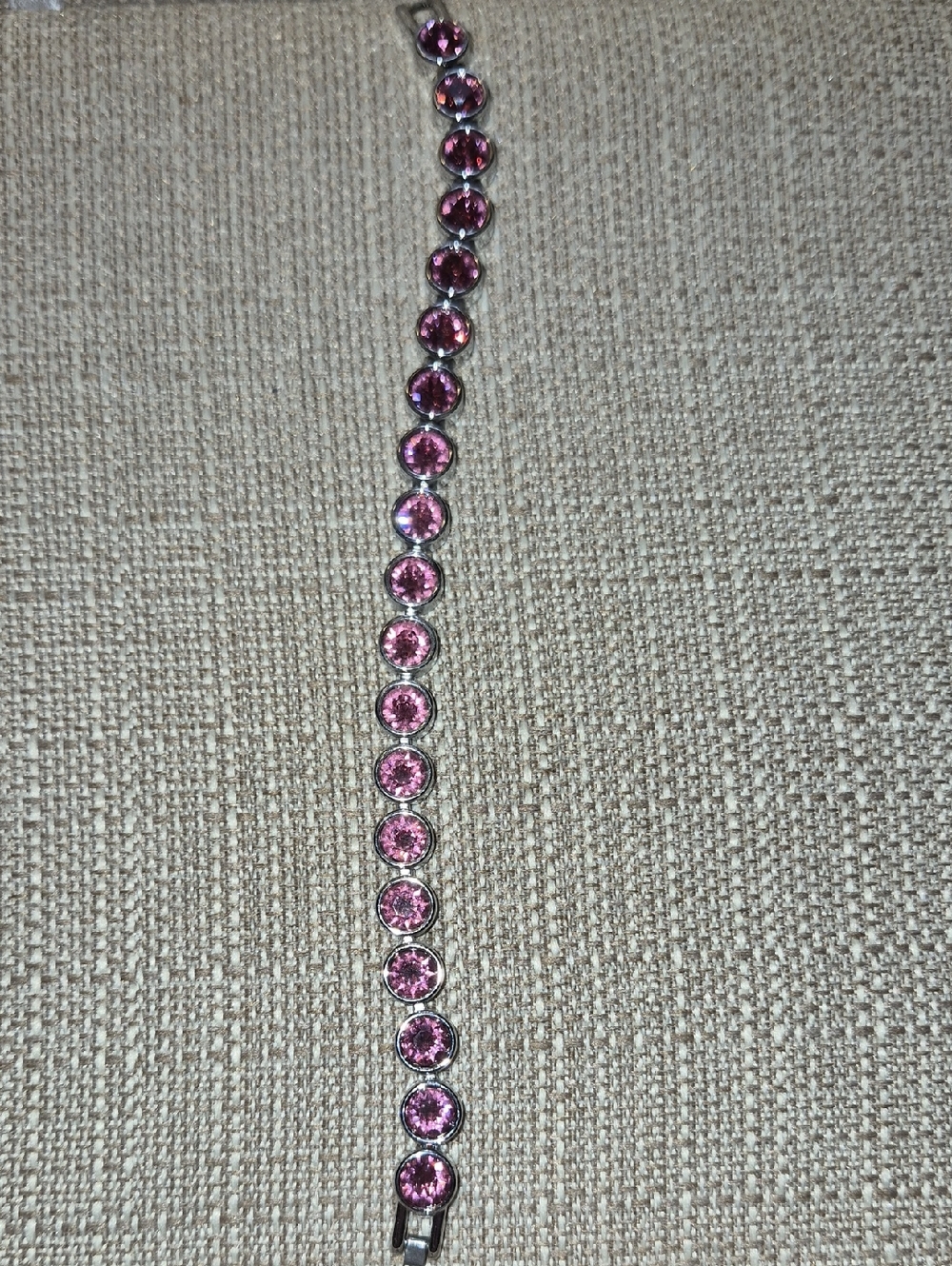 Touchstone Crystal Pink Round Crystal Tennis Bracelet